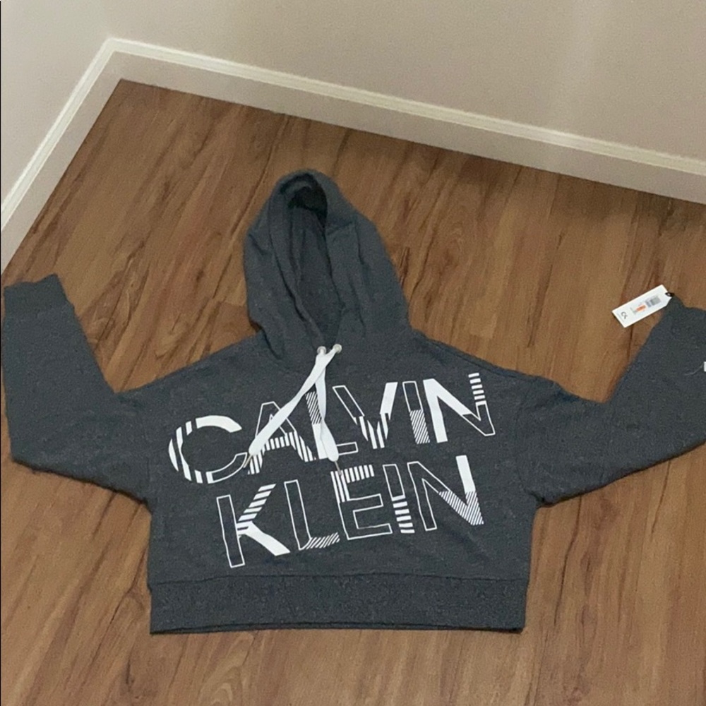 Grey Crop Top Calvin Klein Hoodie